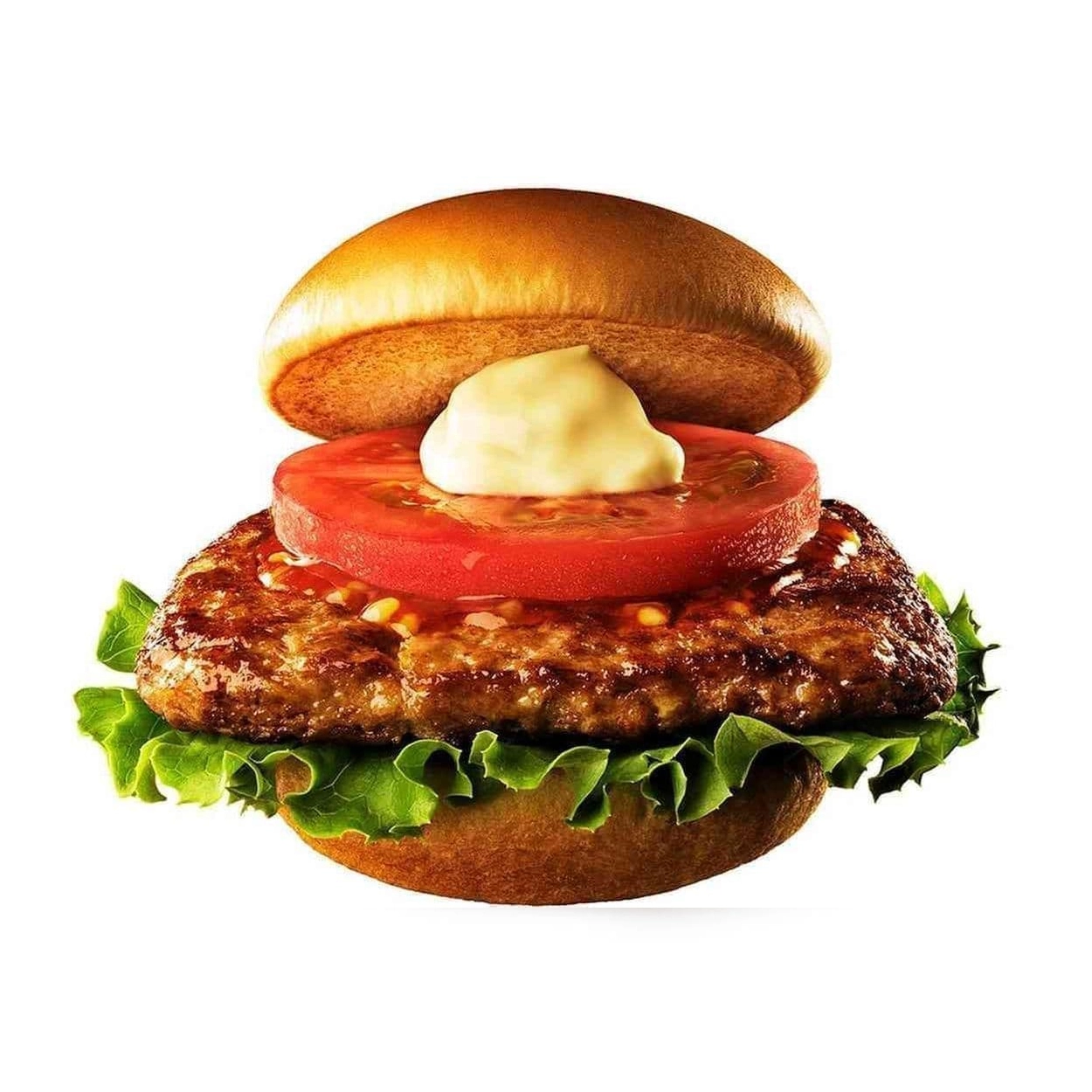burger with one thick slice of tomato